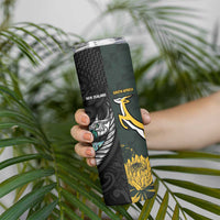 New Zealand and South Africa Rugby Custom Skinny Tumbler Silver Fern With Springboks
