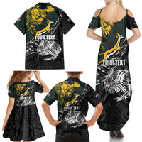 New Zealand and South Africa Rugby Personalised Family Matching Summer Maxi Dress and Hawaiian Shirt Maori Kiwi With Springboks
