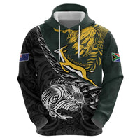 New Zealand and South Africa Rugby Personalised Hoodie Maori Kiwi With Springboks LT15 - Polynesian Pride