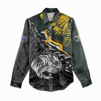 New Zealand and South Africa Rugby Personalised Women Casual Shirt Maori Kiwi With Springboks