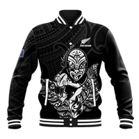 New Zealand Silver Fern Rugby Custom Baseball Jacket Maori Tiki Black Version LT15 Unisex Black - Polynesian Pride