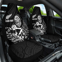 New Zealand Silver Fern Rugby Custom Car Seat Cover Maori Tiki Black Version
