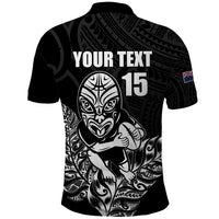 New Zealand Silver Fern Rugby Custom Polo Shirt Maori Tiki Black Version