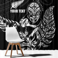 New Zealand Silver Fern Rugby Custom Window Curtain Maori Tiki Black Version