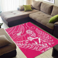 New Zealand Silver Fern Rugby Custom Area Rug Maori Tiki Pink Version