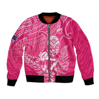 New Zealand Silver Fern Rugby Custom Bomber Jacket Maori Tiki Pink Version