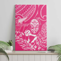 New Zealand Silver Fern Rugby Custom Canvas Wall Art Maori Tiki Pink Version