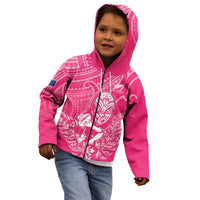 New Zealand Silver Fern Rugby Custom Kid Hoodie Maori Tiki Pink Version