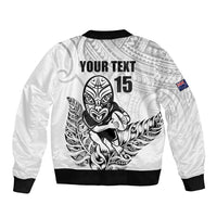 New Zealand Silver Fern Rugby Custom Bomber Jacket Maori Tiki White Version