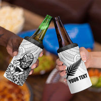 New Zealand Silver Fern Rugby Custom 4 in 1 Can Cooler Tumbler Maori Tiki White Version