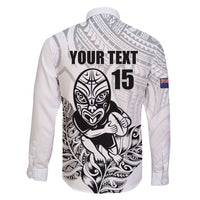 New Zealand Silver Fern Rugby Custom Family Matching Short Sleeve Bodycon Dress and Hawaiian Shirt Maori Tiki White Version