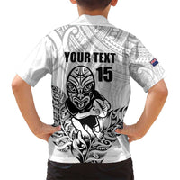 New Zealand Silver Fern Rugby Custom Family Matching Tank Maxi Dress and Hawaiian Shirt Maori Tiki White Version