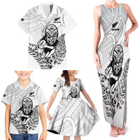 New Zealand Silver Fern Rugby Custom Family Matching Tank Maxi Dress and Hawaiian Shirt Maori Tiki White Version