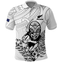 New Zealand Silver Fern Rugby Custom Polo Shirt Maori Tiki White Version
