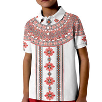 Bulgarian Embroidery Style Seamless Pattern Kid Polo Shirt