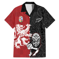 Custom British Lions New Zealand Family Matching Mermaid Dress and Hawaiian Shirt Unique Style LT18 Dad's Shirt - Short Sleeve Red - Polynesian Pride