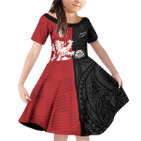 Custom British Lions New Zealand Family Matching Off Shoulder Short Dress and Hawaiian Shirt Unique Style - Polynesian Pride