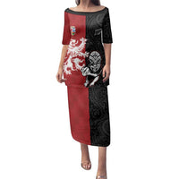 Custom British Lions New Zealand Family Matching Puletasi and Hawaiian Shirt Unique Style LT18 Mom's Dress Red - Polynesian Pride