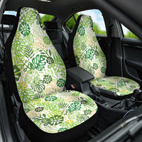 Green Aloha Hawaiian Car Seat Cover Monstera Hibiscus Tropical Pattern