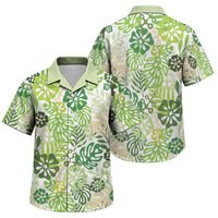 Green Aloha Hawaiian Family Matching Puletasi and Hawaiian Shirt Monstera Hibiscus Tropical Pattern
