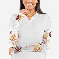 Brown Aloha Hawaiian Arm Sleeves Monstera Hibiscus Tropical Pattern