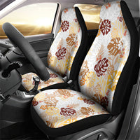 Brown Aloha Hawaiian Car Seat Cover Monstera Hibiscus Tropical Pattern