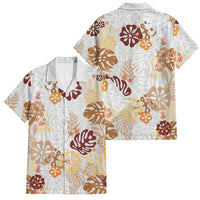 Brown Aloha Hawaiian Family Matching Summer Maxi Dress and Hawaiian Shirt Monstera Hibiscus Tropical Pattern