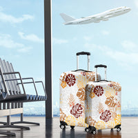 Brown Aloha Hawaiian Luggage Cover Monstera Hibiscus Tropical Pattern