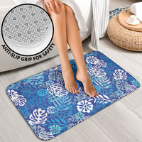 Blue Aloha Hawaiian Bathroom Set Monstera Hibiscus Tropical Pattern