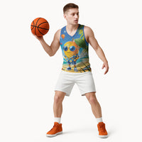 Funny Hawaii Mango Basketball Jersey Tropical Summer Beach Mascot Vacation