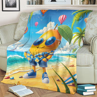 Funny Hawaii Mango Blanket Tropical Summer Beach Mascot Vacation