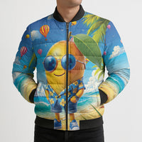 Funny Hawaii Mango Bomber Puffer Jacket Tropical Summer Beach Mascot Vacation
