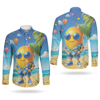 Funny Hawaii Mango Couples Matching Mermaid Dress and Long Sleeve Button Shirt Tropical Summer Beach Mascot Vacation