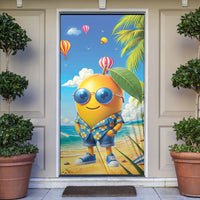 Funny Hawaii Mango Door Cover Tropical Summer Beach Mascot Vacation