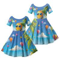 Funny Hawaii Mango Family Matching Summer Maxi Dress and Hawaiian Shirt Tropical Summer Beach Mascot Vacation