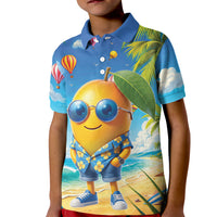 Funny Hawaii Mango Kid Polo Shirt Tropical Summer Beach Mascot Vacation