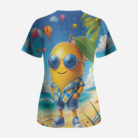 Funny Hawaii Mango Scrub Top Tropical Summer Beach Mascot Vacation