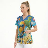 Funny Hawaii Mango Scrub Top Tropical Summer Beach Mascot Vacation