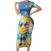 Funny Hawaii Mango Short Sleeve Bodycon Dress Tropical Summer Beach Mascot Vacation