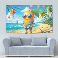 Funny Hawaii Mango Tapestry Tropical Summer Beach Mascot Vacation