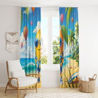 Funny Hawaii Mango Window Curtain Tropical Summer Beach Mascot Vacation