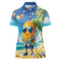 Funny Hawaii Mango Women Polo Shirt Tropical Summer Beach Mascot Vacation