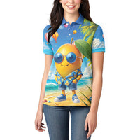 Funny Hawaii Mango Women Polo Shirt Tropical Summer Beach Mascot Vacation