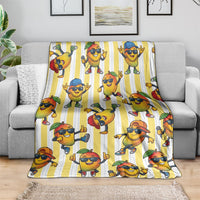 Funny Hawaii Mango Hip Hop Cartoon Blanket Summer Beach Party