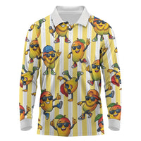 Funny Hawaii Mango Hip Hop Cartoon Long Sleeve Polo Shirt Summer Beach Party