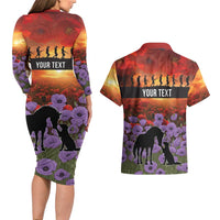 Personalised ANZAC Day Couples Matching Long Sleeve Bodycon Dress and Hawaiian Shirt Remembering the Animals of War
