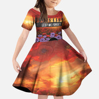 Personalised ANZAC Day Family Matching Off Shoulder Maxi Dress and Hawaiian Shirt Remembering the Animals of War LT19 Daughter's Dress Purple - Polynesian Pride