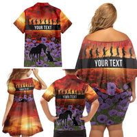 Personalised ANZAC Day Family Matching Off Shoulder Short Dress and Hawaiian Shirt Remembering the Animals of War LT19 - Polynesian Pride