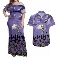 ANZAC Day Couples Matching Off Shoulder Maxi Dress and Hawaiian Shirt Lest We Forget the Animals Too