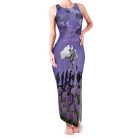 ANZAC Day Family Matching Tank Maxi Dress and Hawaiian Shirt Lest We Forget the Animals Too LT19 Mom's Dress Purple - Polynesian Pride